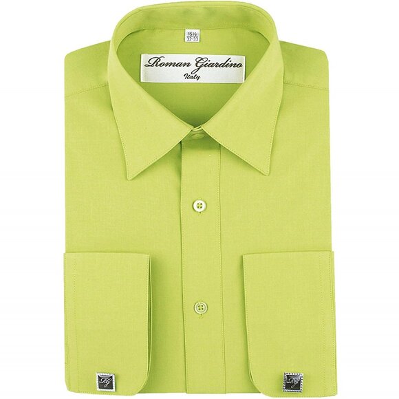Men's Dress Shirts Convertible Long Sleeve Botton Down Collar - Mint - Picture 1 of 6